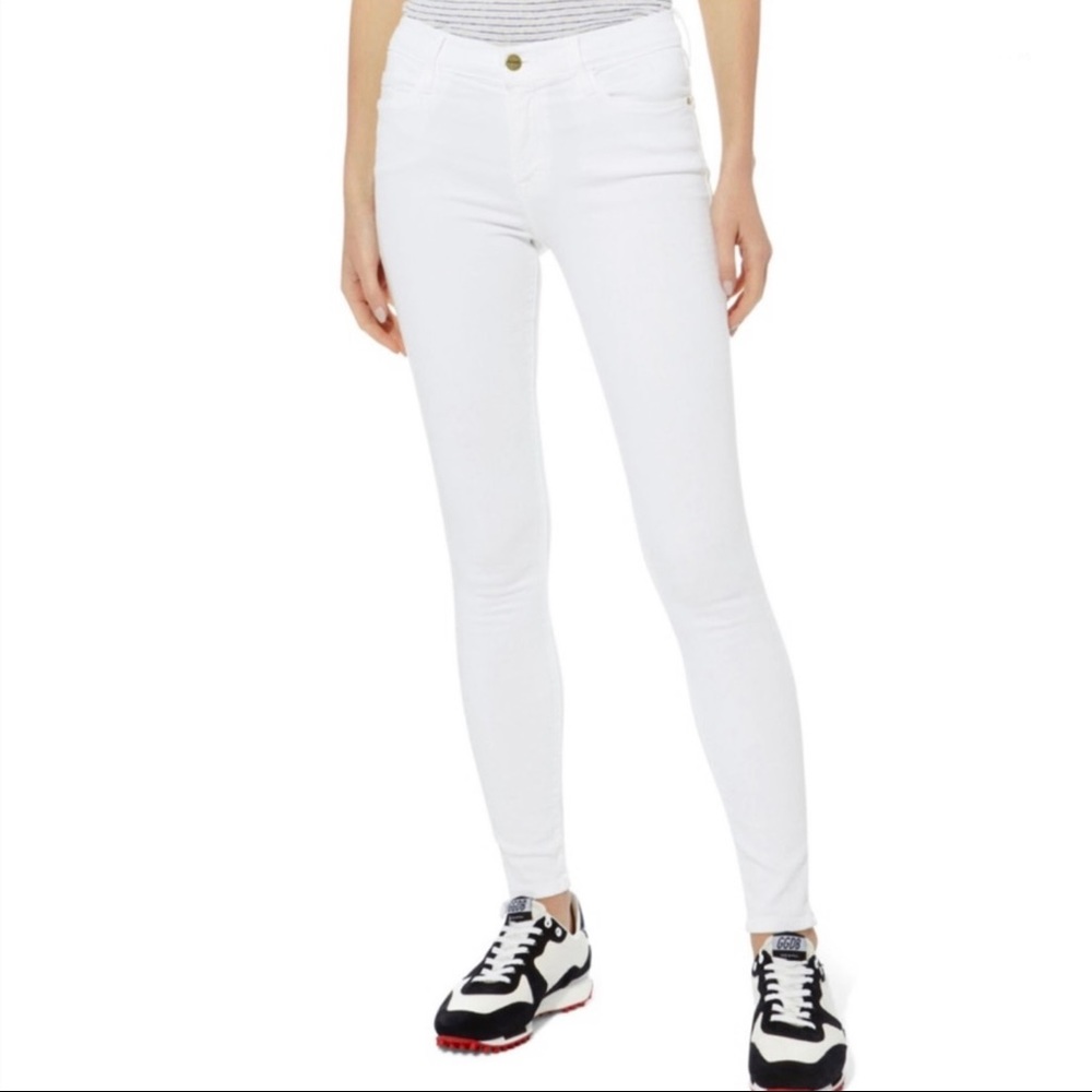 NEW FRAME WHITE HIGH RISE SKINNY JEANS